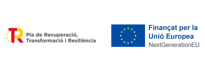 logos del Pla de Recuperació, Transformació i Resiliència i Finançat per la Unió Europea Next Generation European Union